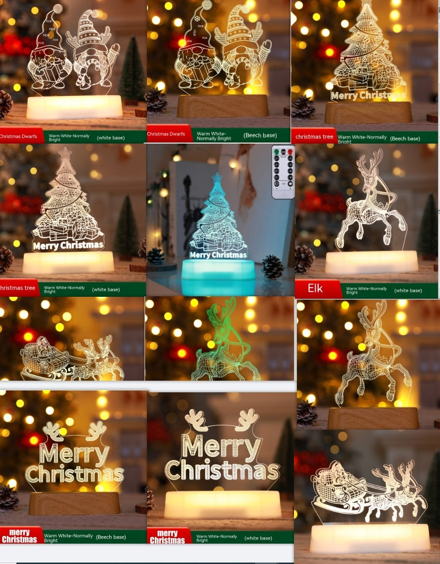 3D Acrylic LED Christmas Night Light Ornament Gift