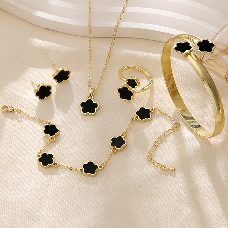 Acrylic Jewelry Set: Bracelet, Necklace, Ring, Stud Earrings